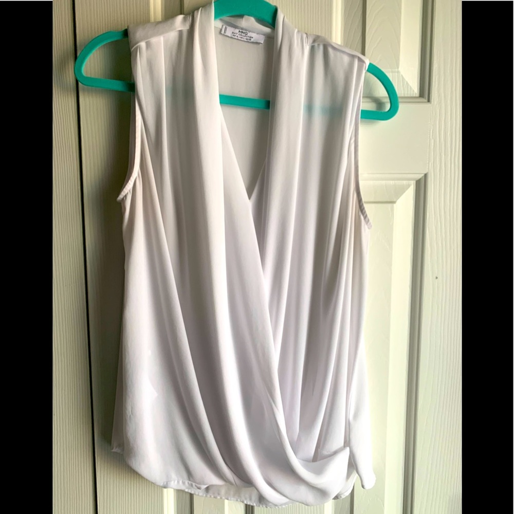MNG Suit Collection White sleeveless tunic size Large